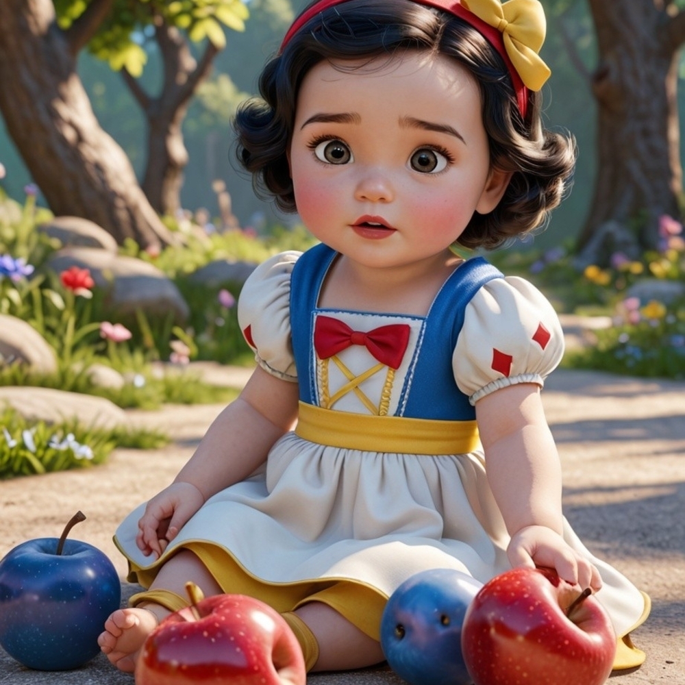 Cute Baby Snow White A.I. Art Print In A 8x10 Frame - Picture 2 of 2